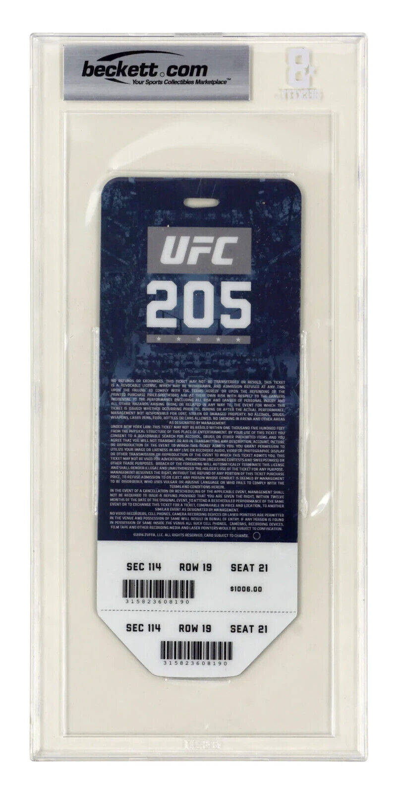 Conor McGregor Signed 2016 UFC Title Fight vs Alvarez Inscribed Ticket – BGS 7